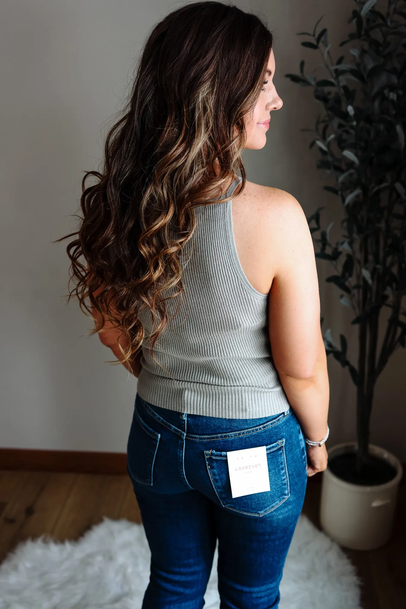 Zara Ribbed Knit Tank - Desert Sage